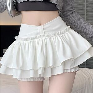 White Ruffled Mini Skirt